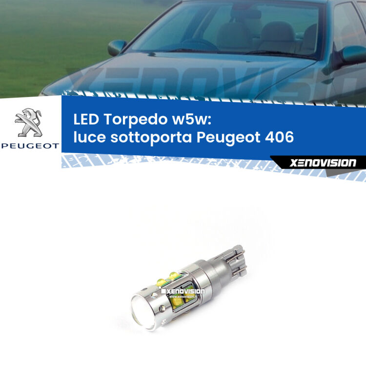 <strong>Luce Sottoporta LED 6000k per Peugeot 406</strong>  1995 - 2004. Lampadine <strong>W5W</strong> canbus modello Torpedo.