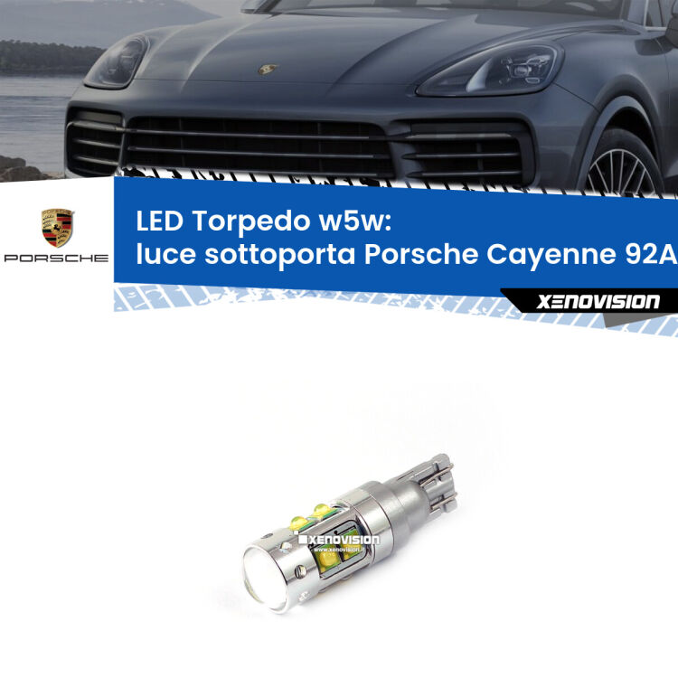<strong>Luce Sottoporta LED 6000k per Porsche Cayenne</strong> 92A 2010 in poi. Lampadine <strong>W5W</strong> canbus modello Torpedo.