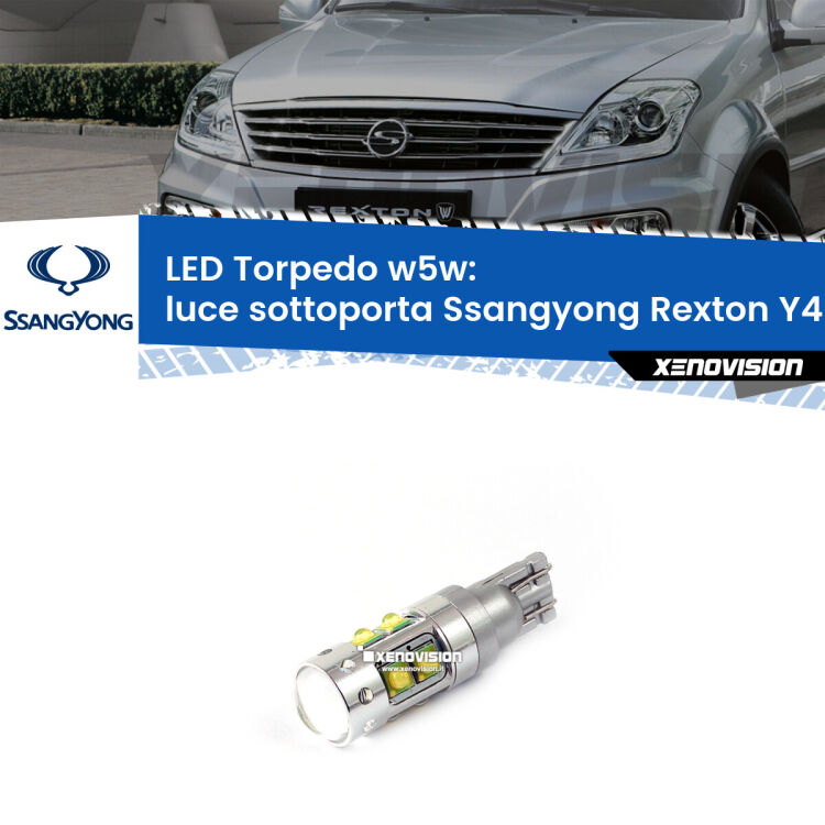 <strong>Luce Sottoporta LED 6000k per Ssangyong Rexton</strong> Y400 2017 in poi. Lampadine <strong>W5W</strong> canbus modello Torpedo.