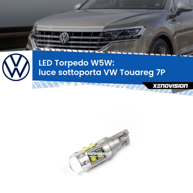 <strong>Luce Sottoporta LED 6000k per VW Touareg</strong> 7P 2010 - 2018. Lampadine <strong>W5W</strong> canbus modello Torpedo.