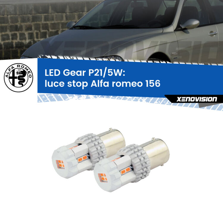 0 Luce Stop LED Alfa romeo 156 1997 - 2005: P21/5W Gear <strong>Luce Stop LED per Alfa romeo 156</strong> 1997 - 2005. Due lampade <strong>P21/5W</strong> rosse non canbus modello Gear.