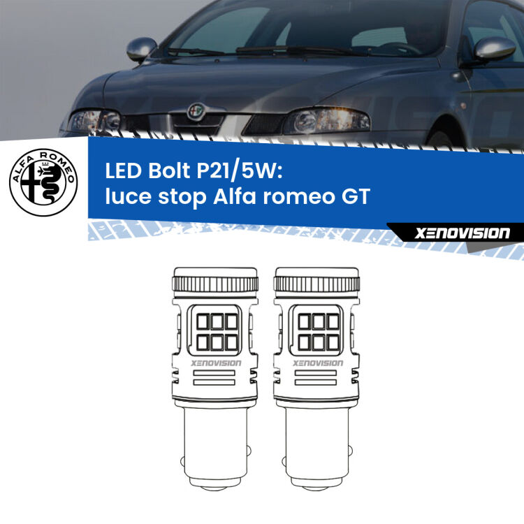 0 Luce Stop LED Alfa romeo GT  2003 - 2010: P21/5W Bolt <strong>Luce Stop LED per Alfa romeo GT</strong>  2003 - 2010. Coppia lampade <strong>P21/5W</strong> modello Bolt canbus.