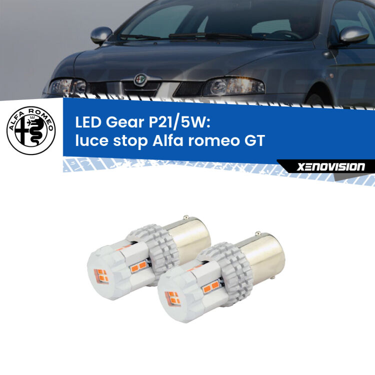 0 Luce Stop LED Alfa romeo GT  2003 - 2010: P21/5W Gear <strong>Luce Stop LED per Alfa romeo GT</strong>  2003 - 2010. Due lampade <strong>P21/5W</strong> rosse non canbus modello Gear.