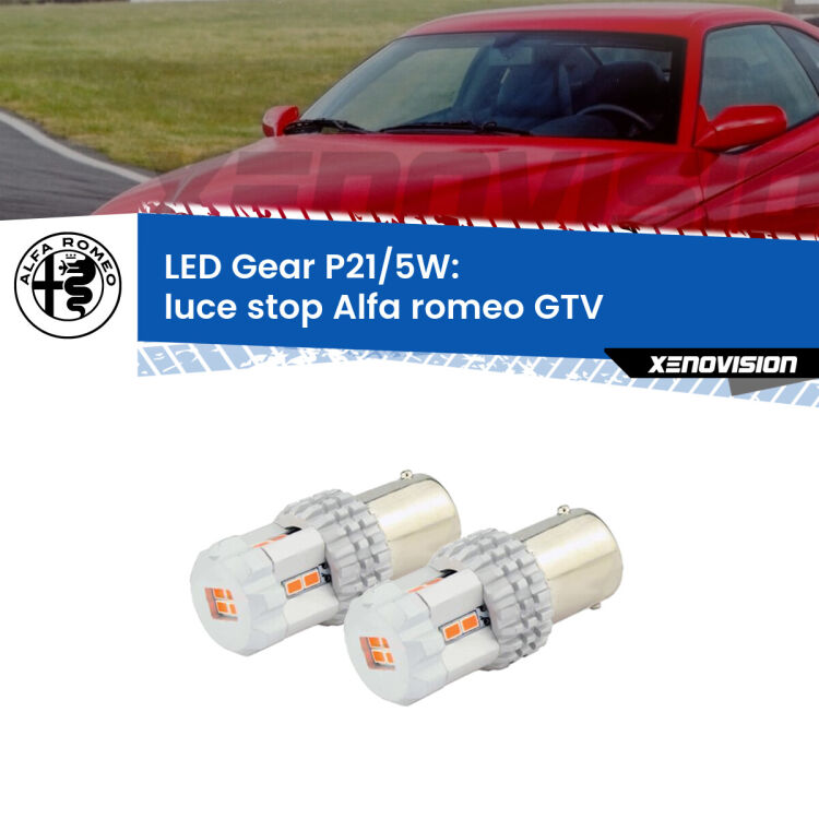 0 Luce Stop LED Alfa romeo GTV  1995 - 2005: P21/5W Gear <strong>Luce Stop LED per Alfa romeo GTV</strong>  1995 - 2005. Due lampade <strong>P21/5W</strong> rosse non canbus modello Gear.