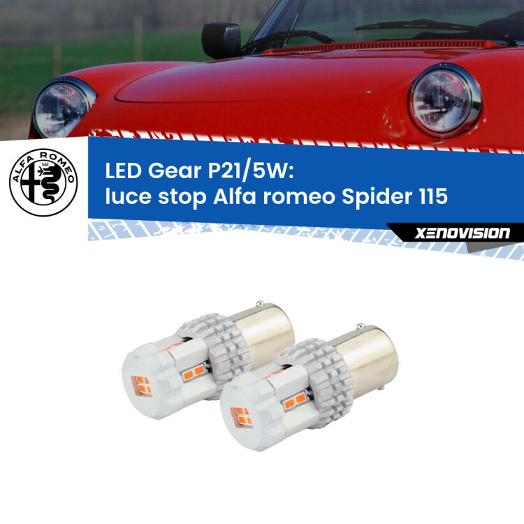 <strong>Luce Stop LED per Alfa romeo Spider</strong> 115 1971 - 1993. Due lampade <strong>P21/5W</strong> rosse non canbus modello Gear.