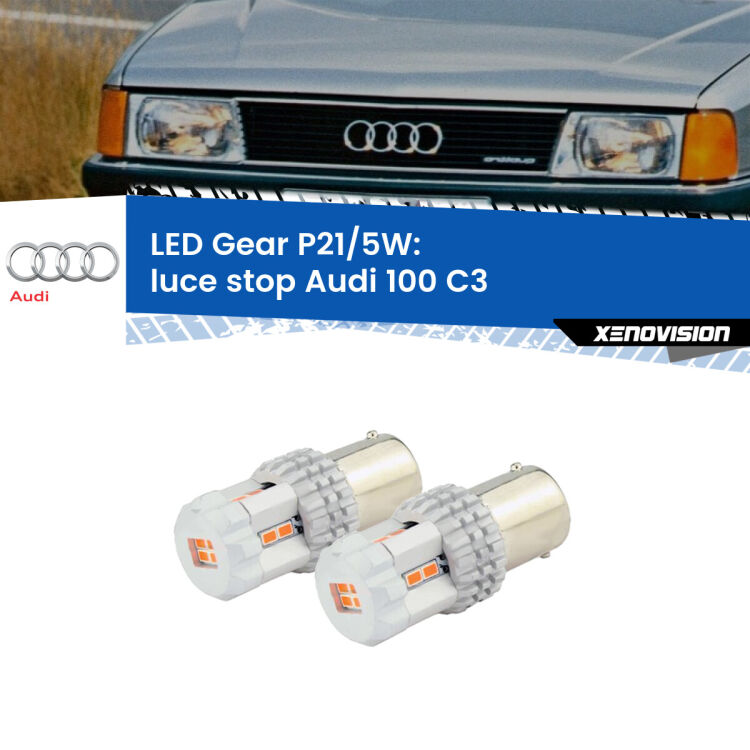 <strong>Luce Stop LED per Audi 100</strong> C3 1982 - 1990. Due lampade <strong>P21/5W</strong> rosse non canbus modello Gear.