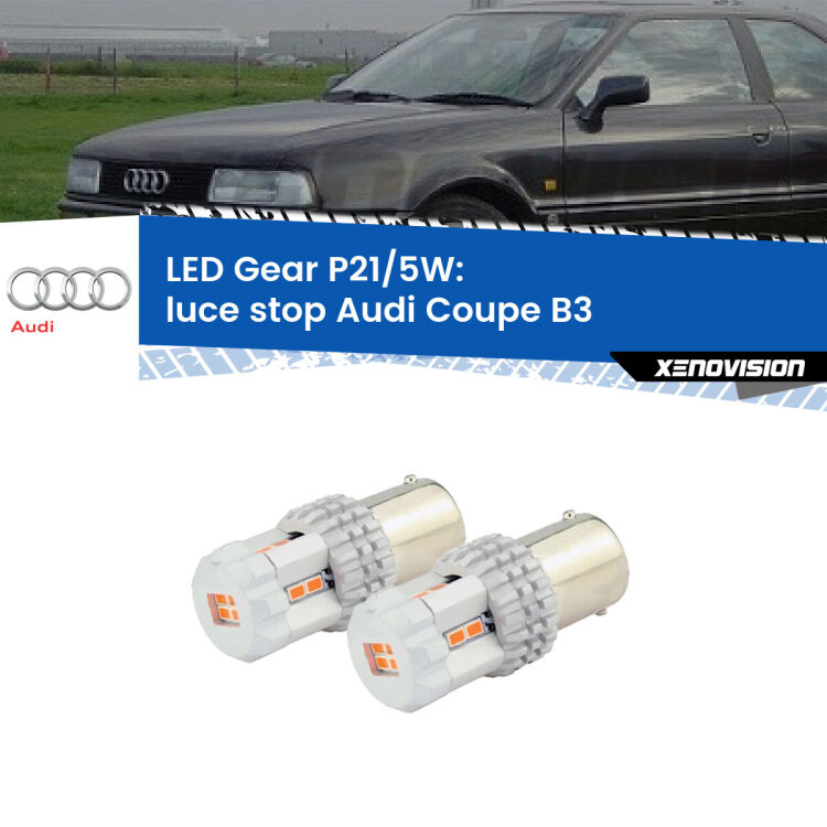 <strong>Luce Stop LED per Audi Coupe</strong> B3 1988 - 1996. Due lampade <strong>P21/5W</strong> rosse non canbus modello Gear.