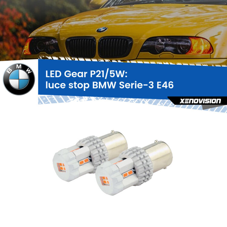 <strong>Luce Stop LED per BMW Serie-3</strong> E46 1998 - 2002. Due lampade <strong>P21/5W</strong> rosse non canbus modello Gear.