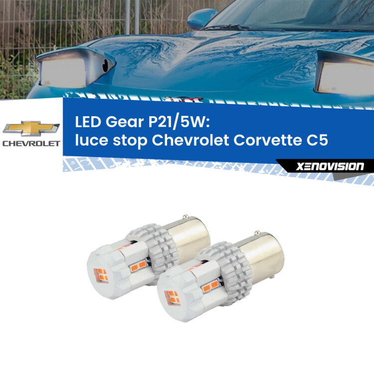 <strong>Luce Stop LED per Chevrolet Corvette</strong> C5 1997 - 2004. Due lampade <strong>P21/5W</strong> rosse non canbus modello Gear.