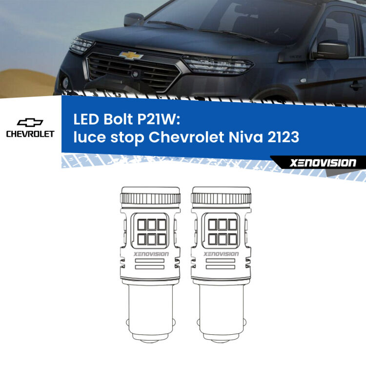 0 Luce Stop LED Chevrolet Niva 2123 2002 - 2009: P21W Bolt <strong>Luce Stop LED per Chevrolet Niva</strong> 2123 2002 - 2009. Coppia lampade <strong>P21W</strong> modello Bolt canbus.