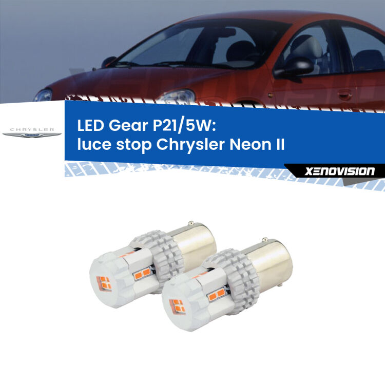 <strong>Luce Stop LED per Chrysler Neon II</strong>  1999 - 2006. Due lampade <strong>P21/5W</strong> rosse non canbus modello Gear.