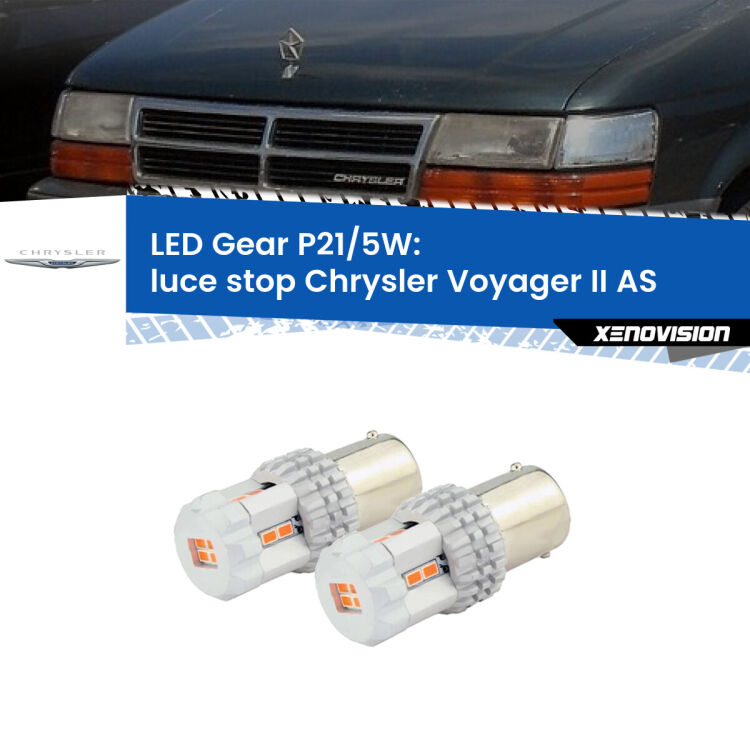 <strong>Luce Stop LED per Chrysler Voyager II</strong> AS 1990 - 1995. Due lampade <strong>P21/5W</strong> rosse non canbus modello Gear.