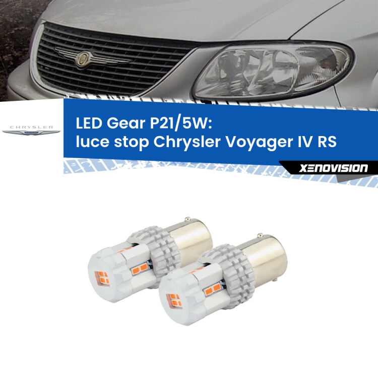 <strong>Luce Stop LED per Chrysler Voyager IV</strong> RS 2000 - 2007. Due lampade <strong>P21/5W</strong> rosse non canbus modello Gear.