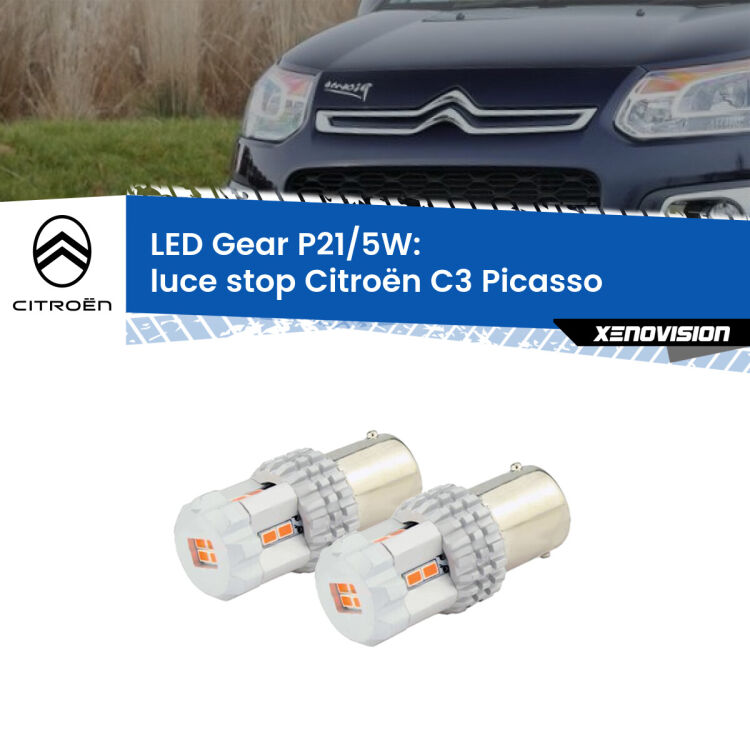 0 Luce Stop LED Citroën C3 Picasso 2009 - 2016: P21/5W Gear <strong>Luce Stop LED per Citroën C3 Picasso</strong> 2009 - 2016. Due lampade <strong>P21/5W</strong> rosse non canbus modello Gear.
