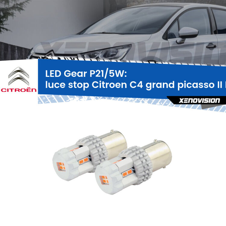 <strong>Luce Stop LED per Citroen C4 grand picasso II</strong> Mk2 2013 in poi. Due lampade <strong>P21/5W</strong> rosse non canbus modello Gear.