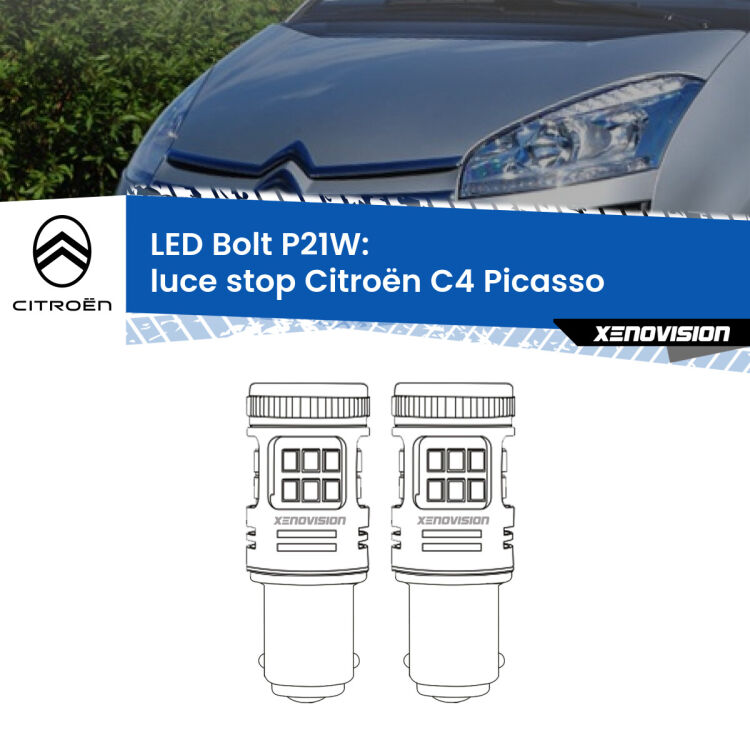 0 Luce Stop LED Citroën C4 Picasso  2006 - 2013: P21W Bolt <strong>Luce Stop LED per Citroën C4 Picasso</strong>  2006 - 2013. Coppia lampade <strong>P21W</strong> modello Bolt canbus.