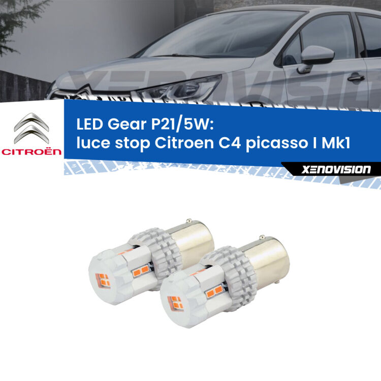 <strong>Luce Stop LED per Citroen C4 picasso I</strong> Mk1 2007 - 2013. Due lampade <strong>P21/5W</strong> rosse non canbus modello Gear.