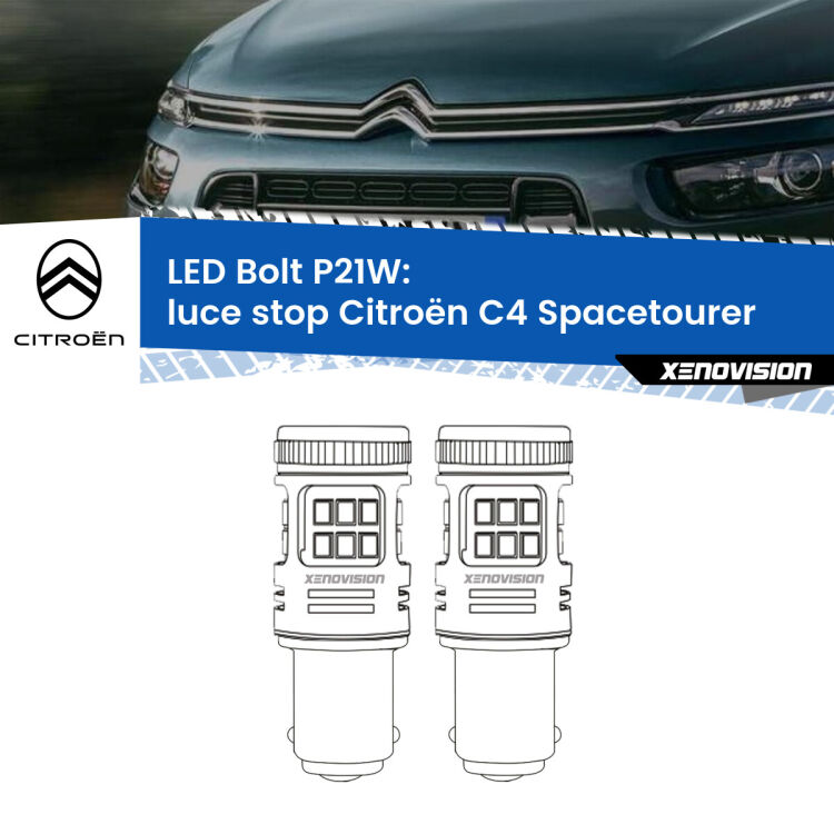0 Luce Stop LED Citroën C4 Spacetourer  2018 in poi: P21W Bolt <strong>Luce Stop LED per Citroën C4 Spacetourer</strong>  2018 in poi. Coppia lampade <strong>P21W</strong> modello Bolt canbus.