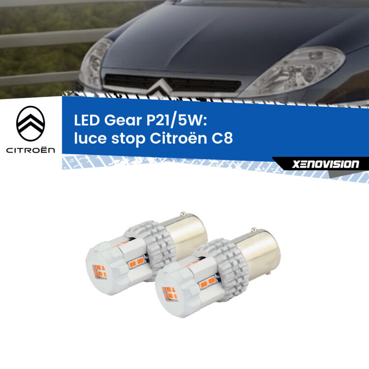 0 Luce Stop LED Citroën C8 2002 - 2010: P21/5W Gear <strong>Luce Stop LED per Citroën C8</strong> 2002 - 2010. Due lampade <strong>P21/5W</strong> rosse non canbus modello Gear.