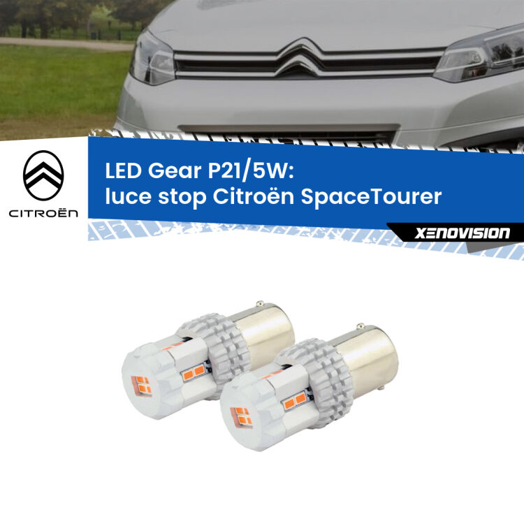 0 Luce Stop LED Citroën SpaceTourer 2016 in poi: P21/5W Gear <strong>Luce Stop LED per Citroën SpaceTourer</strong> 2016 in poi. Due lampade <strong>P21/5W</strong> rosse non canbus modello Gear.