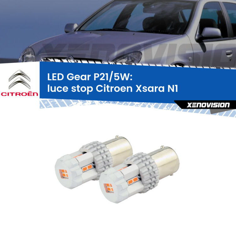 <strong>Luce Stop LED per Citroen Xsara</strong> N1 1997 - 2005. Due lampade <strong>P21/5W</strong> rosse non canbus modello Gear.