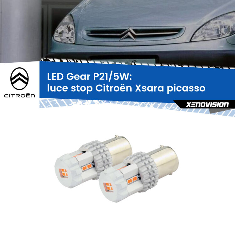 0 Luce Stop LED Citroën Xsara picasso 1999 - 2012: P21/5W Gear <strong>Luce Stop LED per Citroën Xsara picasso</strong> 1999 - 2012. Due lampade <strong>P21/5W</strong> rosse non canbus modello Gear.