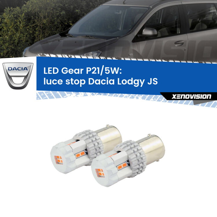 <strong>Luce Stop LED per Dacia Lodgy</strong> JS 2012 in poi. Due lampade <strong>P21/5W</strong> rosse non canbus modello Gear.