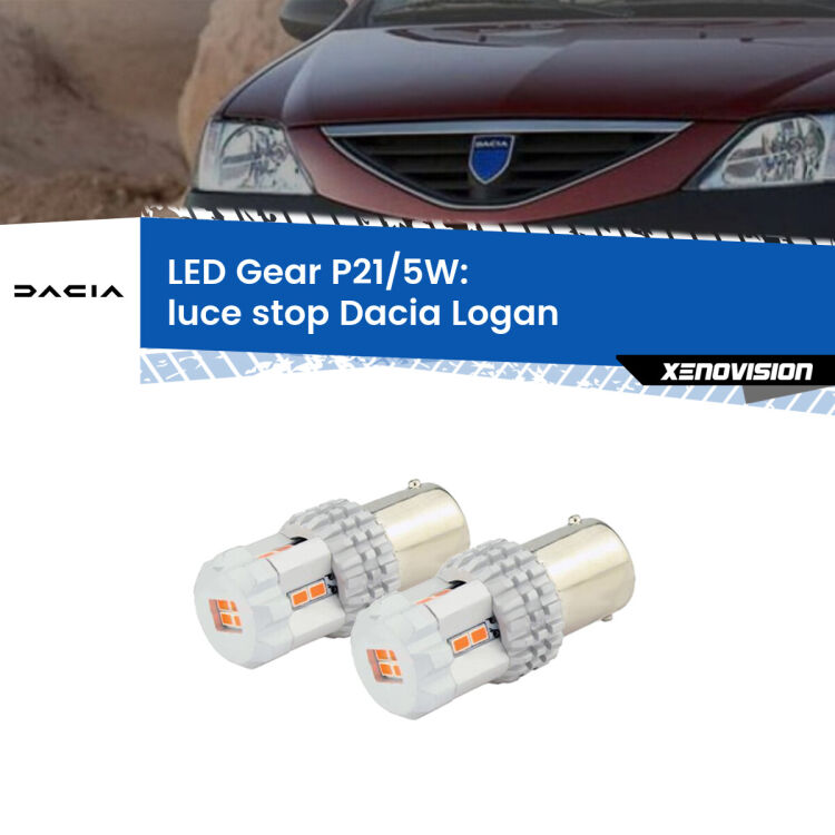 0 Luce Stop LED Dacia Logan 2004 - 2011: P21/5W Gear <strong>Luce Stop LED per Dacia Logan</strong> 2004 - 2011. Due lampade <strong>P21/5W</strong> rosse non canbus modello Gear.