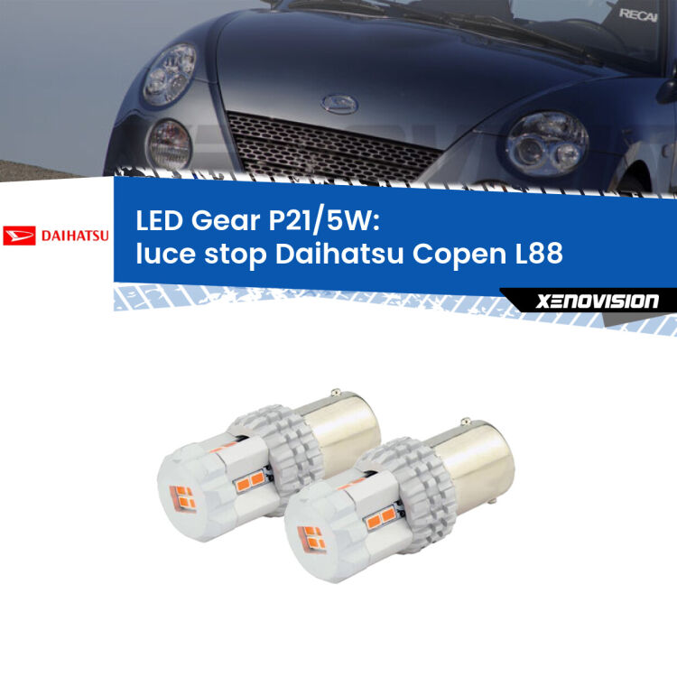 <strong>Luce Stop LED per Daihatsu Copen</strong> L88 2003 - 2012. Due lampade <strong>P21/5W</strong> rosse non canbus modello Gear.