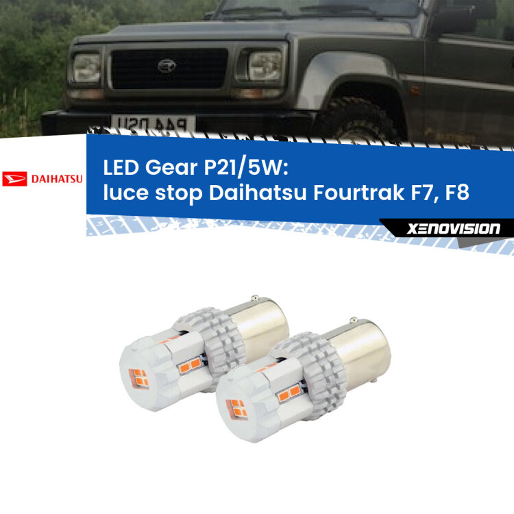 <strong>Luce Stop LED per Daihatsu Fourtrak</strong> F7, F8 1985 - 1998. Due lampade <strong>P21/5W</strong> rosse non canbus modello Gear.