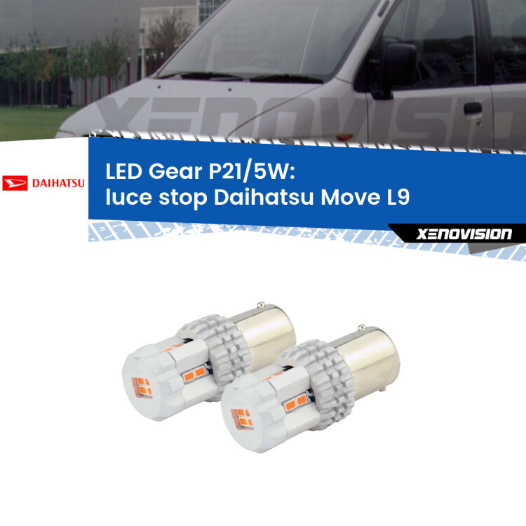 <strong>Luce Stop LED per Daihatsu Move</strong> L9 1997 - 2002. Due lampade <strong>P21/5W</strong> rosse non canbus modello Gear.