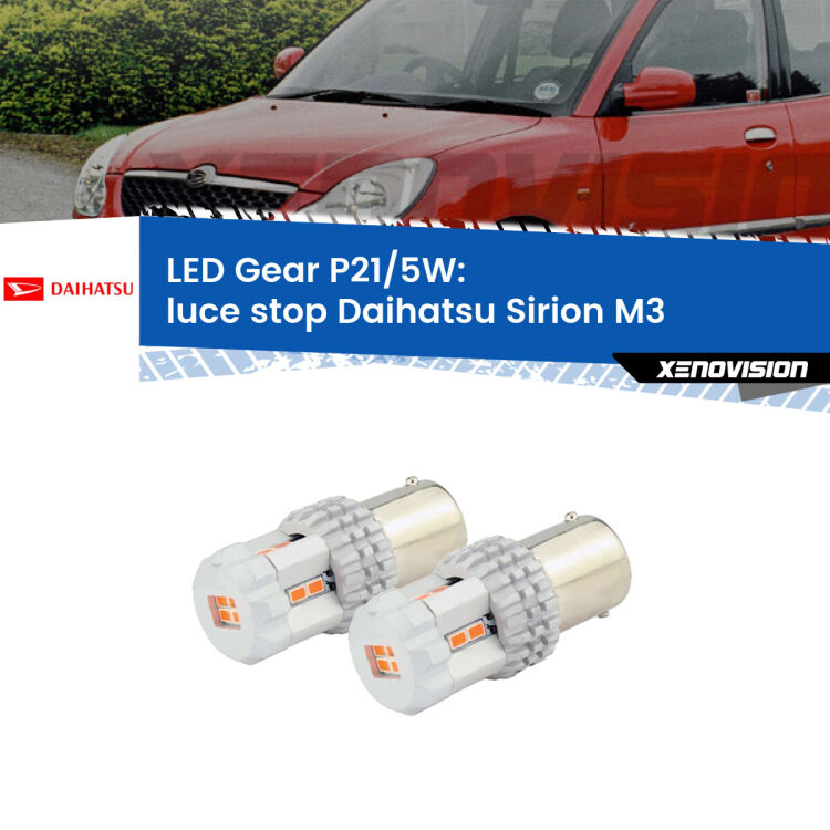 <strong>Luce Stop LED per Daihatsu Sirion</strong> M3 2005 - 2008. Due lampade <strong>P21/5W</strong> rosse non canbus modello Gear.