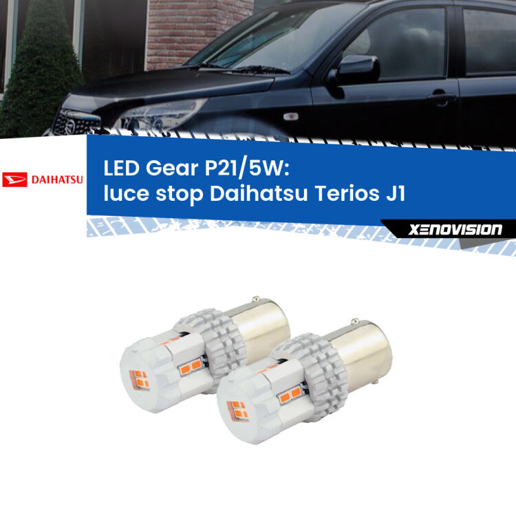 <strong>Luce Stop LED per Daihatsu Terios</strong> J1 1997 - 2005. Due lampade <strong>P21/5W</strong> rosse non canbus modello Gear.
