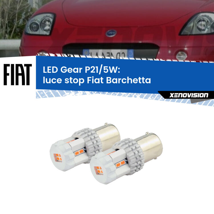 0 Luce Stop LED Fiat Barchetta 1995 - 2005: P21/5W Gear <strong>Luce Stop LED per Fiat Barchetta</strong> 1995 - 2005. Due lampade <strong>P21/5W</strong> rosse non canbus modello Gear.