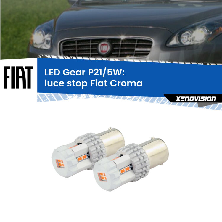 0 Luce Stop LED Fiat Croma 2005 - 2010: P21/5W Gear <strong>Luce Stop LED per Fiat Croma</strong> 2005 - 2010. Due lampade <strong>P21/5W</strong> rosse non canbus modello Gear.