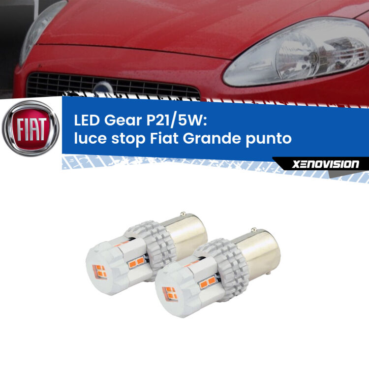 <strong>Luce Stop LED per Fiat Grande punto</strong>  2005 - 2018. Due lampade <strong>P21/5W</strong> rosse non canbus modello Gear.