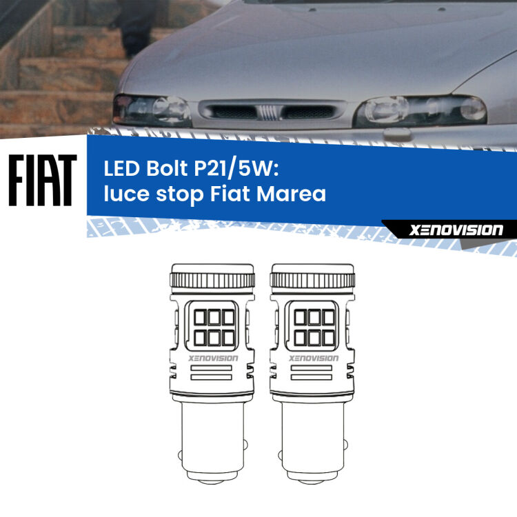 0 Luce Stop LED Fiat Marea 1996 - 2002: P21/5W Bolt <strong>Luce Stop LED per Fiat Marea</strong> 1996 - 2002. Coppia lampade <strong>P21/5W</strong> modello Bolt canbus.