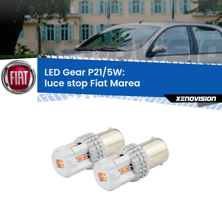 <strong>Luce Stop LED per Fiat Marea</strong>  1996 - 2002. Due lampade <strong>P21/5W</strong> rosse non canbus modello Gear.