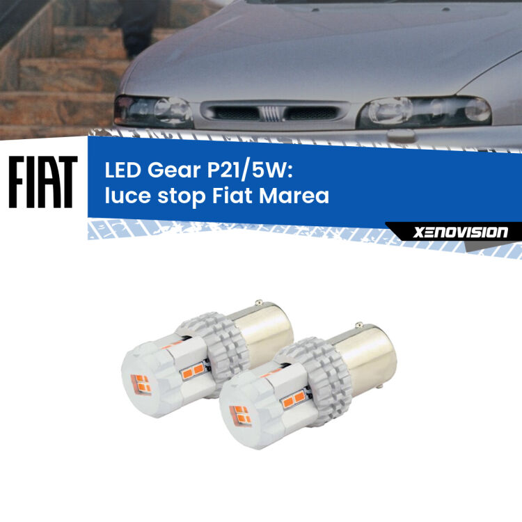 0 Luce Stop LED Fiat Marea 1996 - 2002: P21/5W Gear <strong>Luce Stop LED per Fiat Marea</strong> 1996 - 2002. Due lampade <strong>P21/5W</strong> rosse non canbus modello Gear.