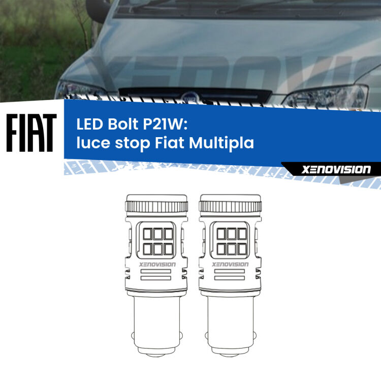 0 Luce Stop LED Fiat Multipla 1999 - 2010: P21W Bolt <strong>Luce Stop LED per Fiat Multipla</strong> 1999 - 2010. Coppia lampade <strong>P21W</strong> modello Bolt canbus.