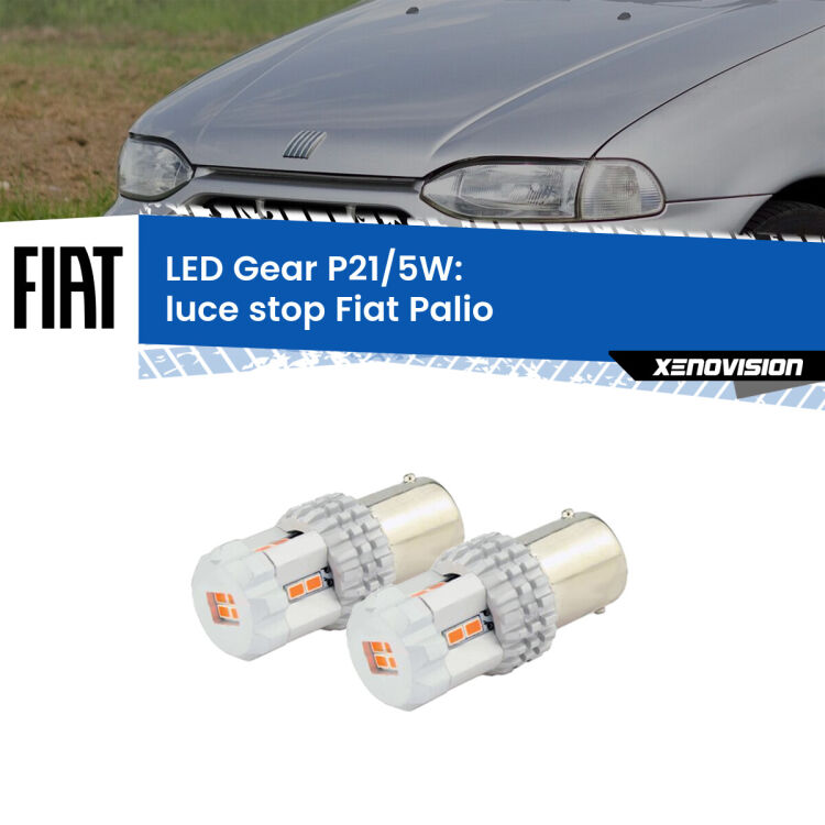 0 Luce Stop LED Fiat Palio 1996 - 2003: P21/5W Gear <strong>Luce Stop LED per Fiat Palio</strong> 1996 - 2003. Due lampade <strong>P21/5W</strong> rosse non canbus modello Gear.