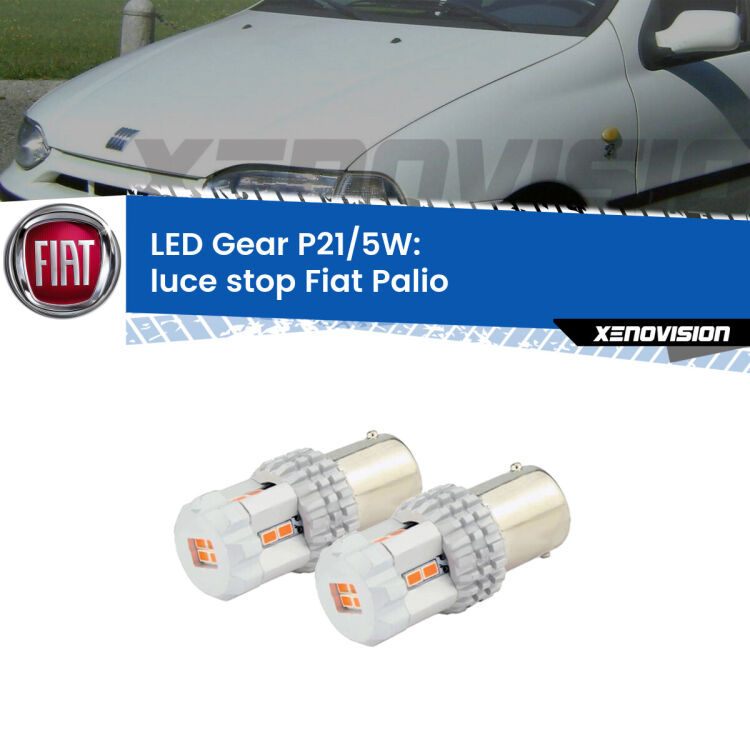 <strong>Luce Stop LED per Fiat Palio</strong>  1996 - 2003. Due lampade <strong>P21/5W</strong> rosse non canbus modello Gear.