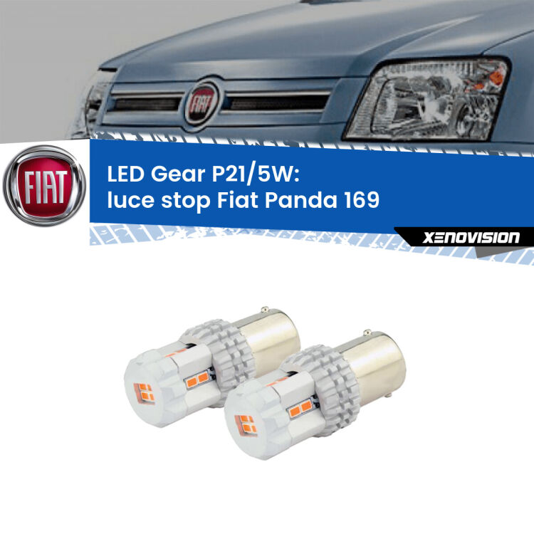<strong>Luce Stop LED per Fiat Panda</strong> 169 2003 - 2012. Due lampade <strong>P21/5W</strong> rosse non canbus modello Gear.