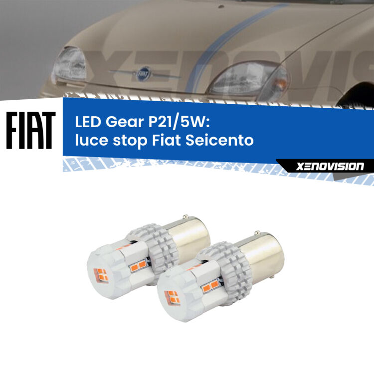 0 Luce Stop LED Fiat Seicento 1998 - 2010: P21/5W Gear <strong>Luce Stop LED per Fiat Seicento</strong> 1998 - 2010. Due lampade <strong>P21/5W</strong> rosse non canbus modello Gear.