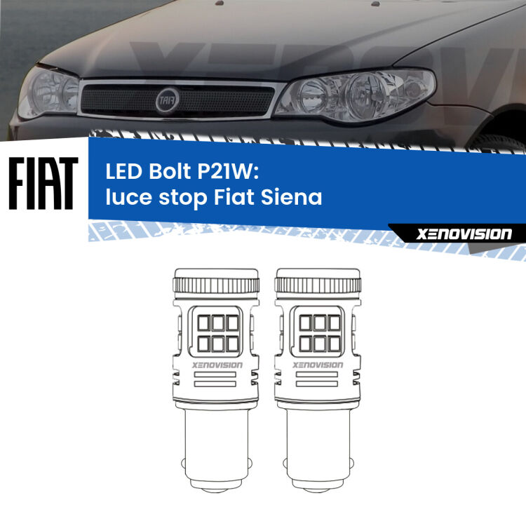 0 Luce Stop LED Fiat Siena 1996 - 2012: P21W Bolt <strong>Luce Stop LED per Fiat Siena</strong> 1996 - 2012. Coppia lampade <strong>P21W</strong> modello Bolt canbus.
