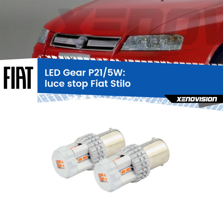 0 Luce Stop LED Fiat Stilo 2001 - 2006: P21/5W Gear <strong>Luce Stop LED per Fiat Stilo</strong> 2001 - 2006. Due lampade <strong>P21/5W</strong> rosse non canbus modello Gear.