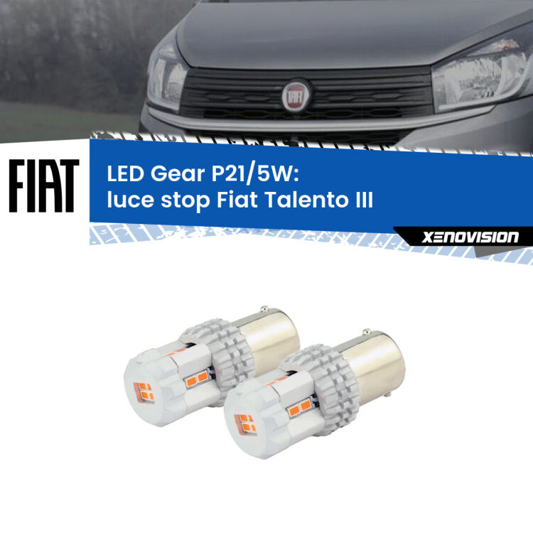0 Luce Stop LED Fiat Talento III 2016 - 2020: P21/5W Gear <strong>Luce Stop LED per Fiat Talento</strong> III 2016 - 2020. Due lampade <strong>P21/5W</strong> rosse non canbus modello Gear.