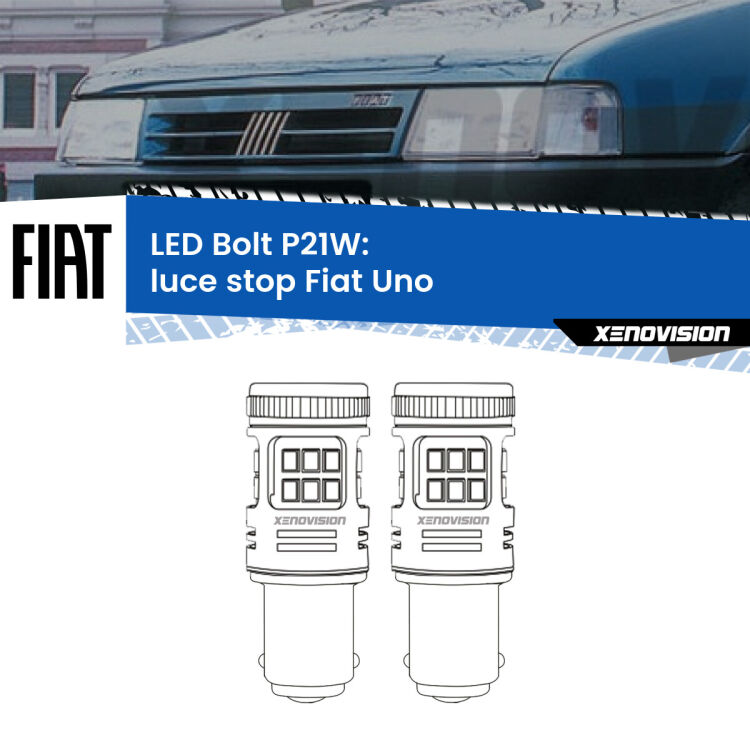 0 Luce Stop LED Fiat Uno 1983 - 1995: P21W Bolt <strong>Luce Stop LED per Fiat Uno</strong> 1983 - 1995. Coppia lampade <strong>P21W</strong> modello Bolt canbus.