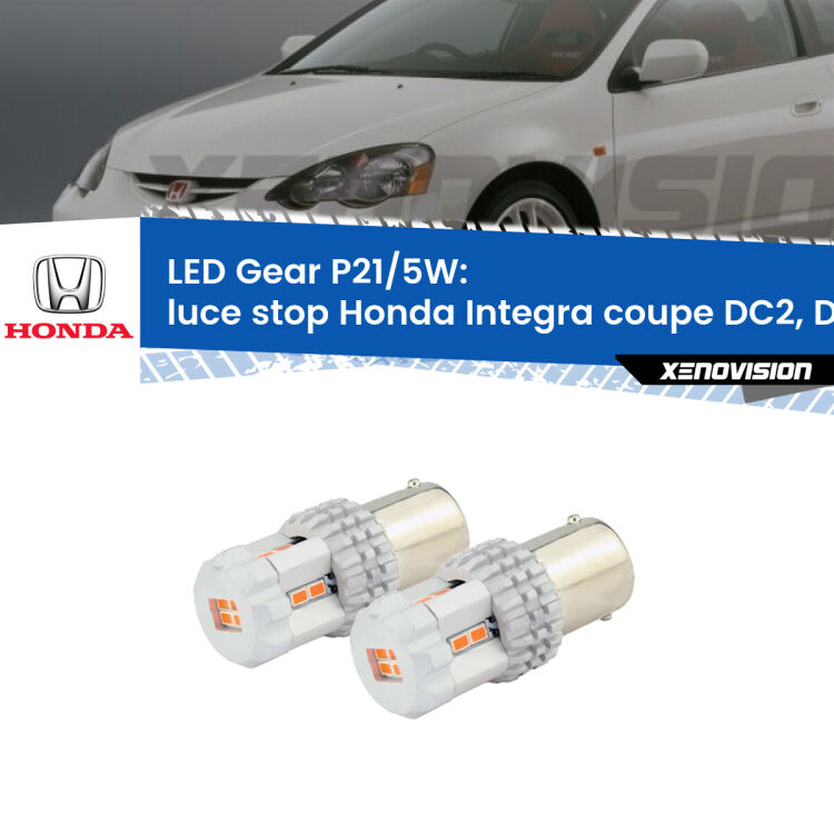 <strong>Luce Stop LED per Honda Integra coupe</strong> DC2, DC4 1997 - 2001. Due lampade <strong>P21/5W</strong> rosse non canbus modello Gear.