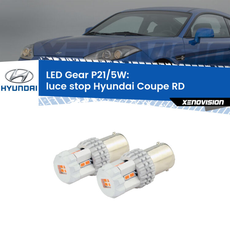 <strong>Luce Stop LED per Hyundai Coupe</strong> RD 1996 - 2002. Due lampade <strong>P21/5W</strong> rosse non canbus modello Gear.